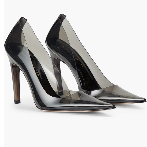 Good American Shoes - Good American Black Cinderella Clear Pump NIB Work Business Sexy Heels 11.5